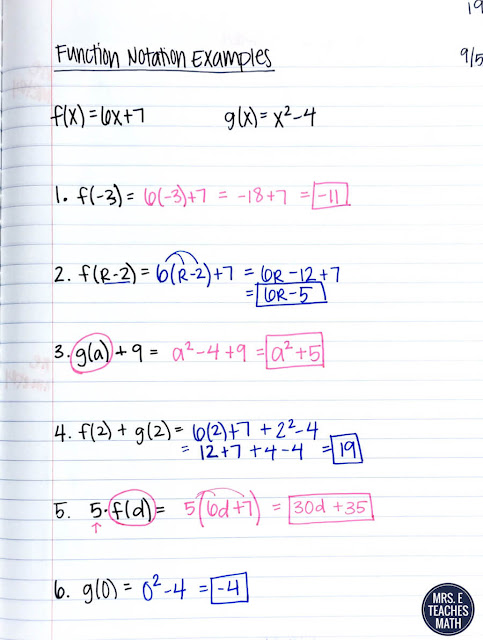 These interactive notebook pages for functions notation were great for my algebra 2 students.  There were foldable (flipbook) notes and activities to keep them engaged and learning the whole time!