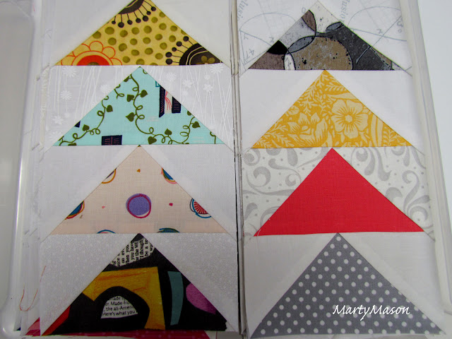 paper-pieced flying geese quilt blocks