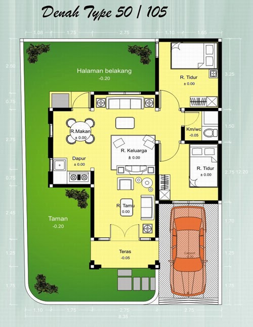  Denah  Rumah  Minimalis Impian  1 Lantai Desain Rumah 