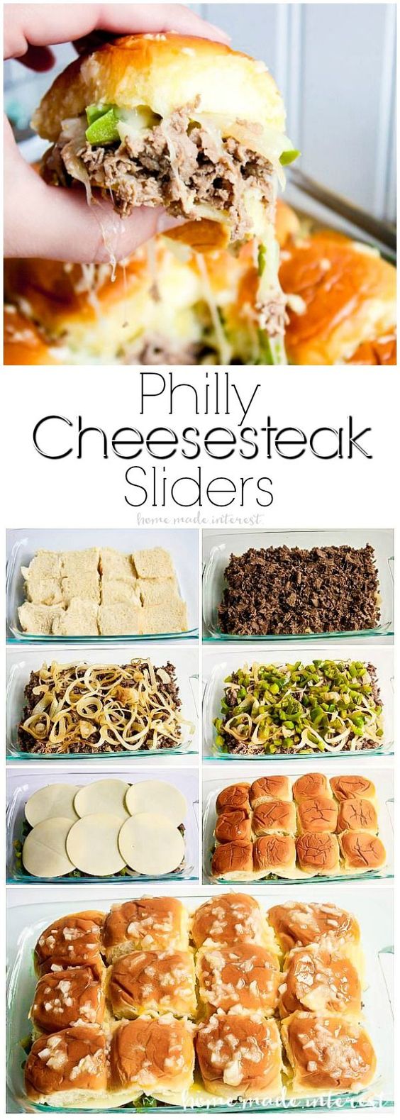 These Philly Cheesesteak sliders make great party food, especially during football season. Make everyone happy at your next game day party with this easy slider recipe! It's a game day recipe everyone is going to love! AD