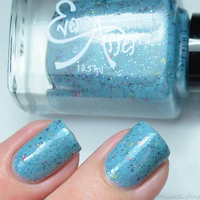blue nail polish with glitter