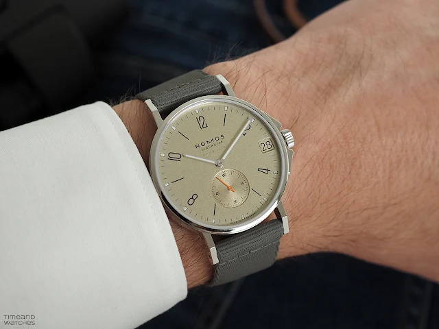 Nomos Glashütte Ahoi neomatik 38 date with golden sands dial