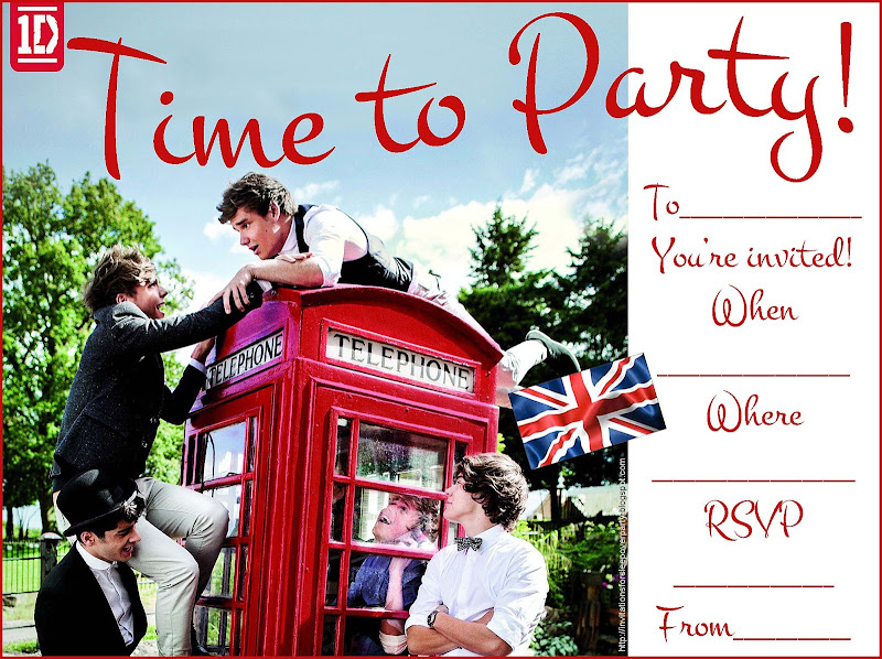 Niall, Zayn, Liam, Harry and Louis - One Direction party invitations title=