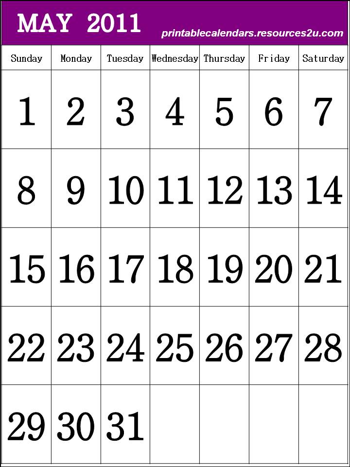 may calendar 2011 printable. Free May 2011 Calendar