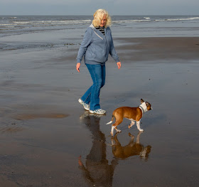 Photo of me and Ruby on the beach at Maryport yesterday (Thursday)