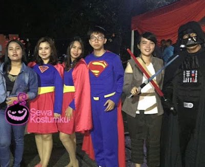 Sewa Kostum Superhero Superman Supergirl dan Thor