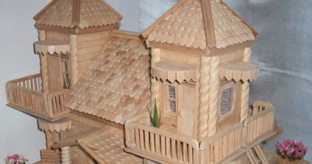 Miniatur rumah  dari Stik  Es  Dunia Arsitek