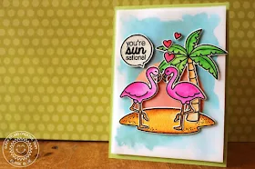 Sunny Studio Stamps: Tropical Paradise & Island Getaway Flamingo Card by Eloise Blue.