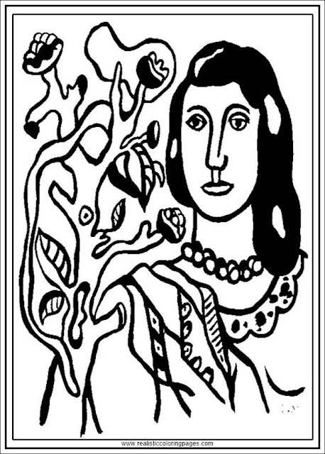woman and flower fernand Leger adults coloring pages
