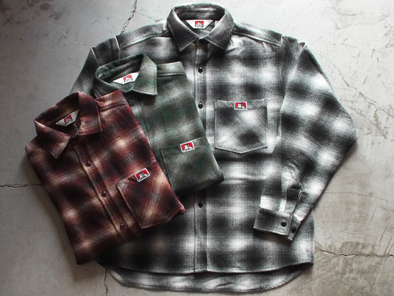 Ben Davis Plaid Work Shirts Ombre Check