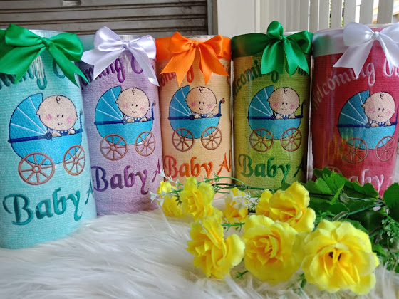 Souvenir Handuk Kelahiran Bayi Kemas Tabung Pita