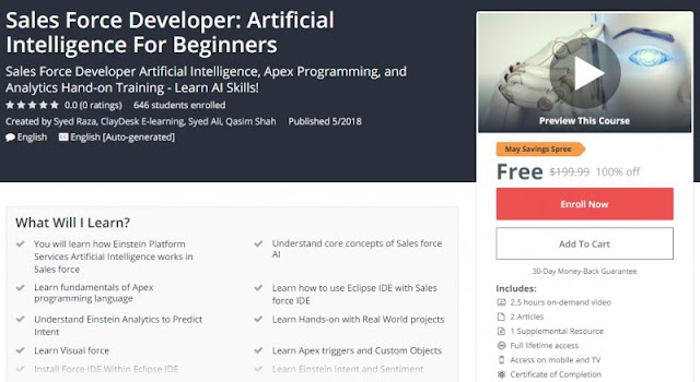 [100% Off] Sales Force Developer: Artificial Intelligence For Beginners| Worth 199,99$