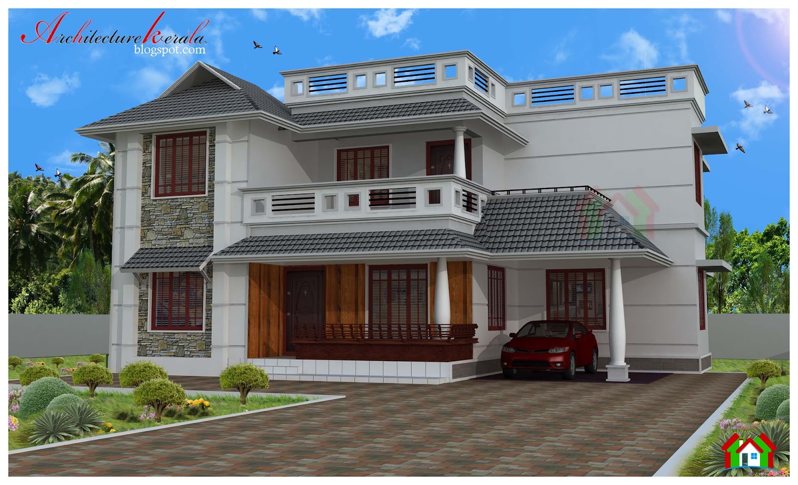 Architecture Kerala  FOUR BED ROOM HOUSE  PLAN 