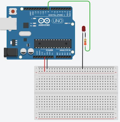 Rangkaian arduino led untuk dimulasi program pengulangan FOR