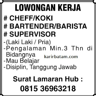 Lowongan Kerja Cheff dan Bartender