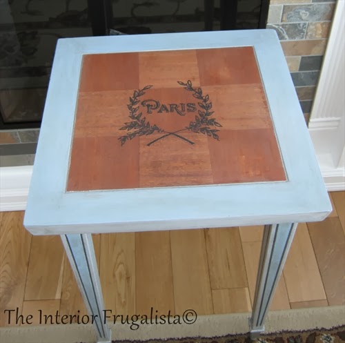 Neoclassical Style Side Table painted in Paris Grey and Louis Blue chalk paint.