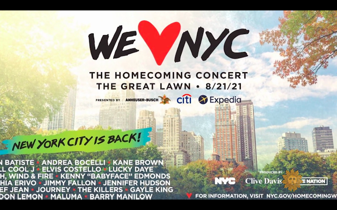 Clive Davis says "We Love NYC: The Homecoming Concert" will use music to "symbolize rebirth, revival, recovery"