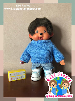 pull kiki monchhichi handmade knitted sweater vêtement doll poupée fait main tricot