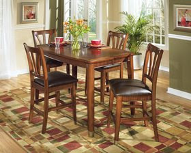 Contemporary Cherry Wood Tall Bar Pub Table Set