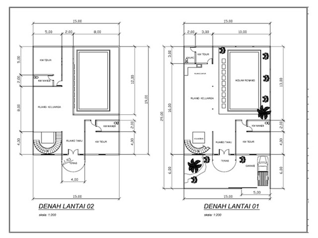  Denah Rumah 2 Lantai Kolam Renang 2019 