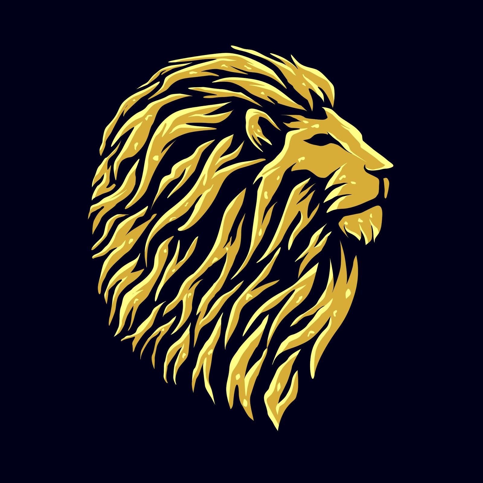 Golden Lion Head Logo Design Veclogo