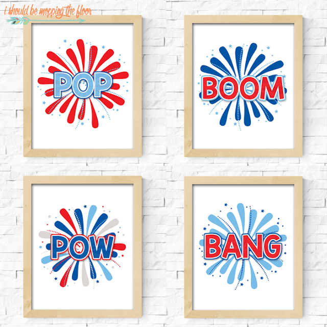 Four Fireworks Printables | These four patriotic printables are the perfect splash of FUN for your fourth of July decor!