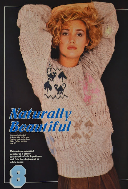 Vintage 1980s Textured Patchwork Sweater Knitting Pattern