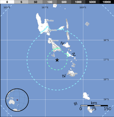 Epicentro sismo 6,4 grados en islas vanuatu, 01 de Noviembre 2012