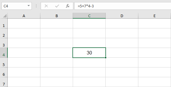 أولوية تنفيذ العمليات الحسابية في برنامج Excel