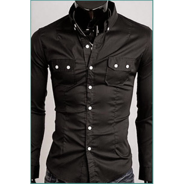 Black Long Sleeve Slim Dress Shirt