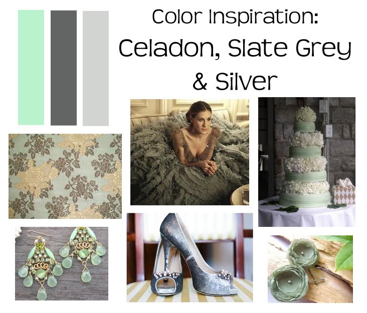 Celadon is a greygreen hue that is typically found in asian pottery