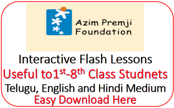 Interactive Flash Lesson by Azim Premji Foundation Free Download Here useful for 1st to 8th Class Students