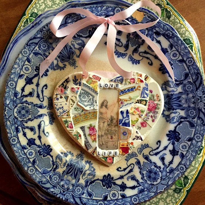  Broken china mosaic heart designed by Laura Beth Love, Emmaus, PA 