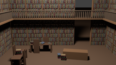 Early version of the library scene