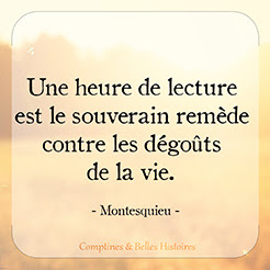 Une heure de lecture est le souverain remède contre les dégoûts de la vie  (Montesquieu) - Citation de livre pour enfant par Comptines et Belles Histoires