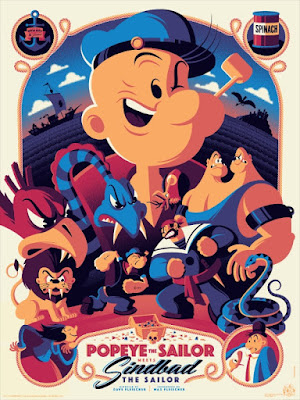 Popeye the Sailor meets Sinbad the Sailor Variant Screen Print by Tom Whalen x Dark Hall Mansion