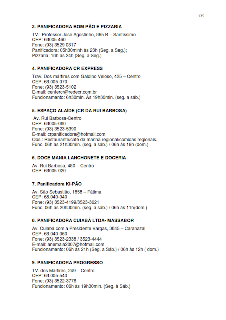 INVENTÁRIO DA OFERTA E INFRAESTRUTURA TURÍSTICA DE SANTARÉM – Pará – Amazônia – Brasil / ANO BASE 2013  -  II. SERVIÇOS E EQUIPAMENTOS TURÍSTICOS