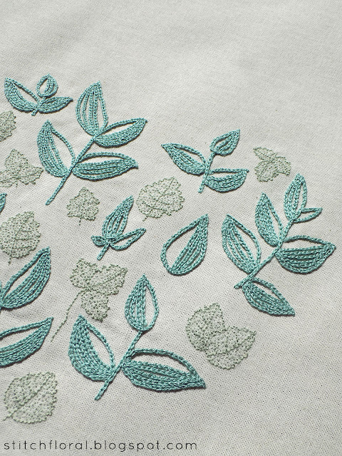 Progress report: Mint Tea pattern stitched