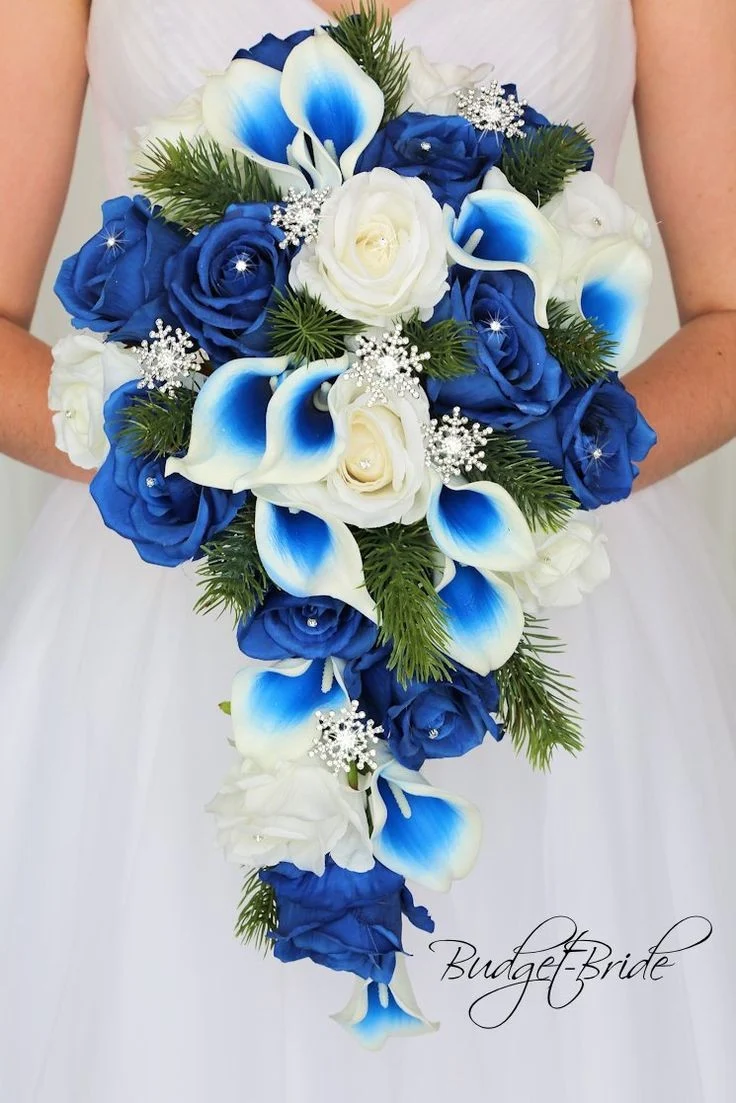 Beautiful and elegant royal blue wedding bouquet