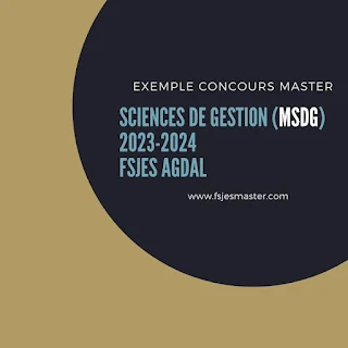 Exemple de Concours Master Sciences de Gestion (MSDG) 2023-2024 - Fsjes Agdal