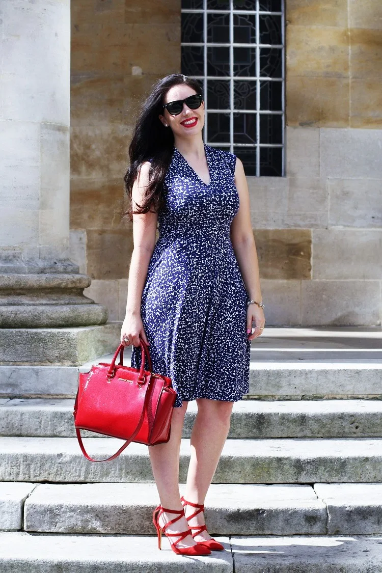 Emma Louise Layla in Joules gracie dress & Michael Kors red Selma bag - UK fashion blogger