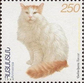 Armenian postage stamp (1999) showing a Turkish Van cat.
