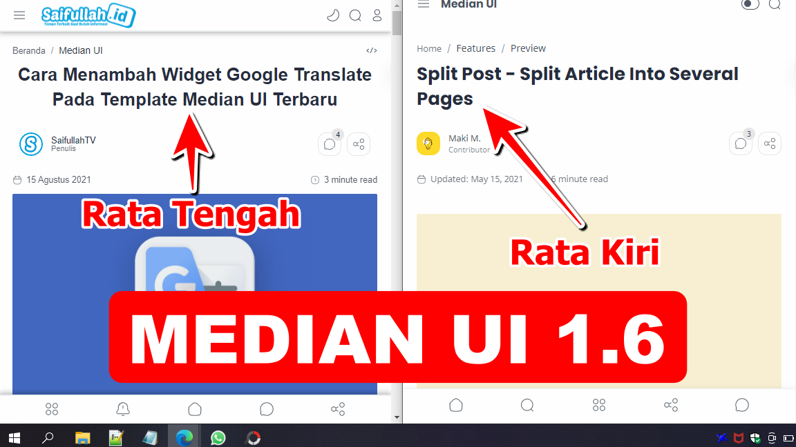 Cara Mengubah Posisi Judul Median UI 1.6 Jadi di Tengah