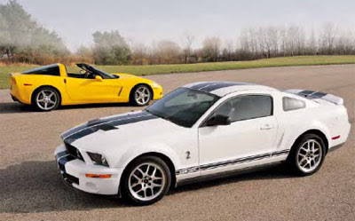 mustang vs corvette art