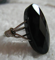 Close up of Wire Wrap Ring - Black Onyx