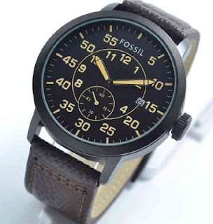 jam tangan Fossil date chrono swcond dark brown 
