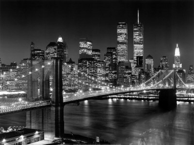 Black And White City At Night. new york city at night black