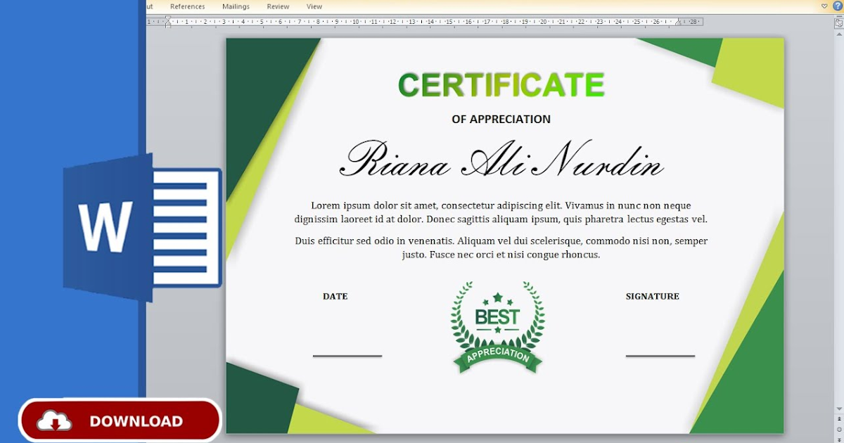Sertifikat Word Doc Download Contoh Sertifikat Dengan 