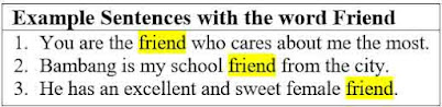 27 Example Sentences with the word "Friend" and Its Definition