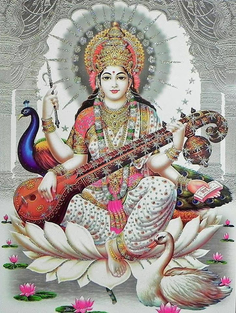 Background Images photos pictures in white of Hindu Goddess of Knowledge